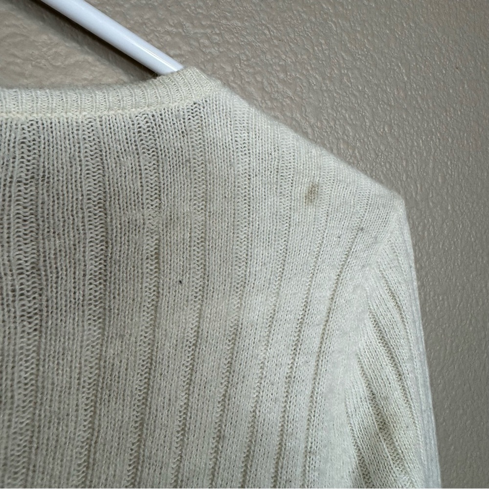 Y2K Abercrombie Babydoll Henley Angora Long Sleeve Top‎ Beaded Ribbed Sweater D - Picture 8 of 13